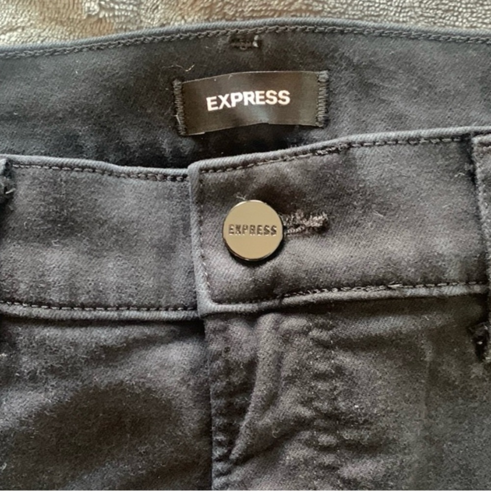 Express 14S Skinny High Rise Black Denim - Picture 5 of 6